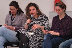 Dimanche 14 février, rencontre à la MJC, de gauche à droite : Florence (traduction), Diala Al Rai (THEEB), Lisa Carlehed (IN YOUR ARMS)